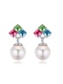 thumb Fashion Square austrian Crystals Imitation Pearl Alloy Stud Earrings 0