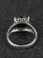thumb Personalized Green Crystal Antique Silver Plated Alloy Ring 2