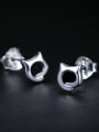 thumb Tiny Hollow Kitten 925 Sterling Silver Stud Earrings 2