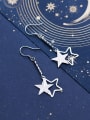 thumb 925 Sterling Silver With Platinum Plated Simplistic Hollow Pentagram Hook Earrings 2