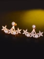 thumb Fashion Marquise Zirconias Flower Imitation Pearls Stud Earrings 2