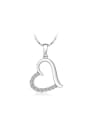 thumb Copper Alloy White Gold Plated Korean style Heart-shaped Zircon Necklace 0