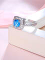 thumb Blue Square Shaped Glass Bead Ring 1