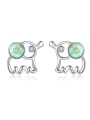 thumb 925 Sterling Silver WithTurquoise Cute Animal Elephant Stud Earrings 0