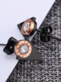 thumb Fashion Black Triangle Round Rhinestones Stud Earrings 2