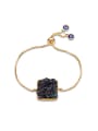 thumb Adjustable 18K Gold Plated Square Shaped Natural Stone Bracelet 0