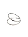thumb Simple Two-band Smooth Silver Opening Ring 0