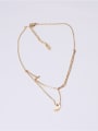 thumb Titanium With Gold Plated Simplistic Moon Multi Strand Necklaces 1