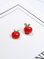 thumb Tiny Red Apple Personalized Glue 925 Silver Stud Earrings 0