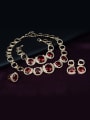 thumb Alloy Imitation-gold Plated Vintage style Ruby and CZ Four Pieces Jewelry Set 1