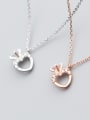 thumb S925 Silver Necklace female fashion fashion Diamond Heart Necklace sweet temperament short chain D4317 female clavicle 1