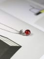 thumb Fashion Ruby Stone Bead Little Snowflake 925 Silver Necklace 3