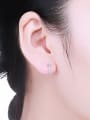 thumb Elegant Silver Nail Zircon Stud Earrings 1