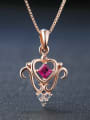 thumb Luxury Rose Flower Shaped Ruby Silver Pendant 2