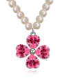 thumb Fashion Flowery austrian Crystals Pendant Imitation Pearls Alloy Necklace 1