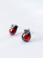 thumb Vintage Water Drop Shaped Red Stone Stud Earrings 0