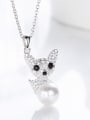 thumb Fashion Artificial Pearl austrian Crystals-covered Dog 925 Silver Pendant 2