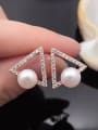 thumb Freshwater Pearl Hollow Triangle stud Earring 2