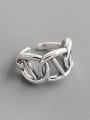 thumb 925 Sterling Silver With Antique Silver Plated Vintage Hollow Geometric Free Size Rings 2