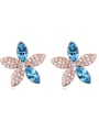 thumb Fashion Marquise Tiny Cubic austrian Crystals Flower Stud Earrings 4