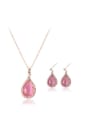 thumb Alloy Rose Gold Plated Fashion Water Drop shaped Opal Two Pieces Jewelry Set 0