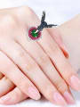 thumb Personalized Blue Bird Flower Zirconias Copper Ring 1