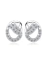 thumb Creative Gift Woman Silver Stud Earrings with Zircons 0