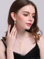 thumb Fashionable Gold Plated Zircon Tassel Two Pieces Jewelry Set 2