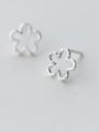 thumb Elegant Hollow Flower Shaped Frosted Silver Stud Earrings 2