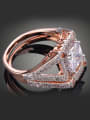 thumb Fashion Rose Gold Plated White Zircon Copper Ring 1