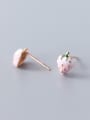 thumb 925 Sterling Silver With Rose Gold Plated Cute Friut Strawberry Stud Earrings 2