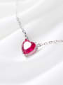 thumb Simple Red Zircon Love 925 Silver Necklace 2