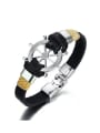 thumb Personality Black Artificial Leather Geometric Alloy Bracelet 0