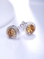 thumb Charming 925 Silver Round Shaped Zircon Stud Earrings 1