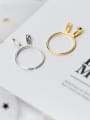 thumb Cute Gold Plated Rabbit Shaped S925 Silver Ring 0