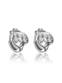thumb All-match Platinum Plated Heart Shaped Zircon Clip Earrings 0