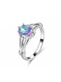 thumb Exquisite Multi-color Glass Bead Platinum Plated Ring 0