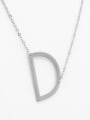 thumb English A-Z Titanium Clavicle Letter Necklace 0
