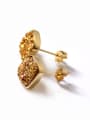 thumb Simple Natural Crystal Gold Plated Stud Earrings 1