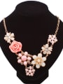 thumb Fashion Resin-covered Flowers Gold Plated Alloy Necklace 2