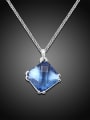 thumb Women Blue Square Shaped Glass Stone Necklace 1