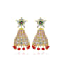 thumb Copper With Gold Plated Ethnic Irregular Chandelier Earrings 0