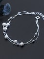 thumb S925 silver matte smooth balls fashion double chain bracelet 3