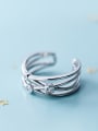 thumb 925 Sterling Silver With Platinum Plated Fashion Irregular free size Rings 0