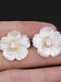 thumb Copper With Shell Fashion Flower Stud Earrings 4