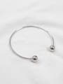 thumb 925 Sterling Silver With Platinum Plated Simplistic Double ball free size Bracelet 0