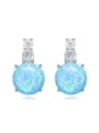 thumb Tiny Opal stone Cubic Zircon 925 Silver Stud Earrings 2