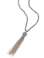 thumb Glass Beads Long Sweater Polyamide Tassel Necklace 2