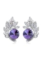thumb Fashion Shiny Cubic austrian Crystals-covered Leaves Alloy Stud Earrings 2
