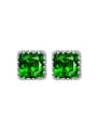 thumb Women Green Square Shaped Zircon Stud Earrings 0